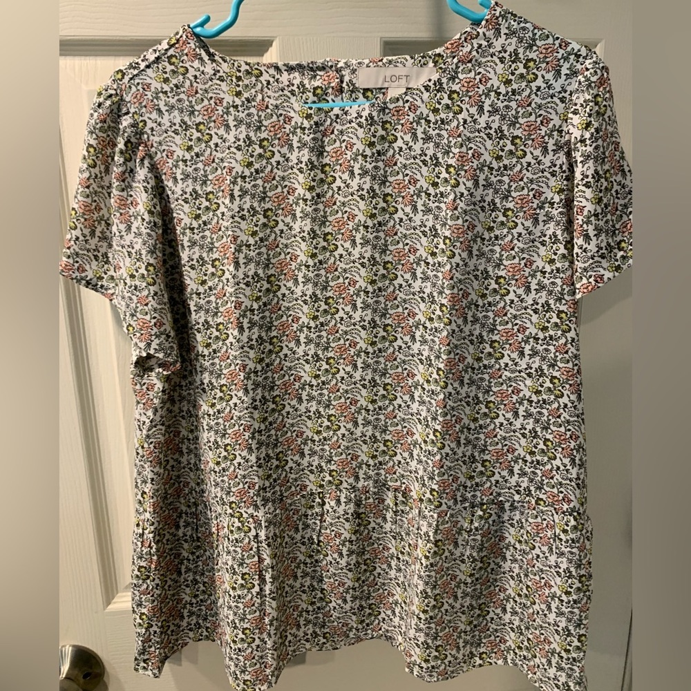 Loft peplum floral blouse size L